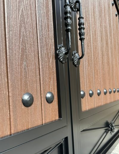 Close-up of a decorative gate with a lion crest, showcasing intricate details and a touch of luxury
