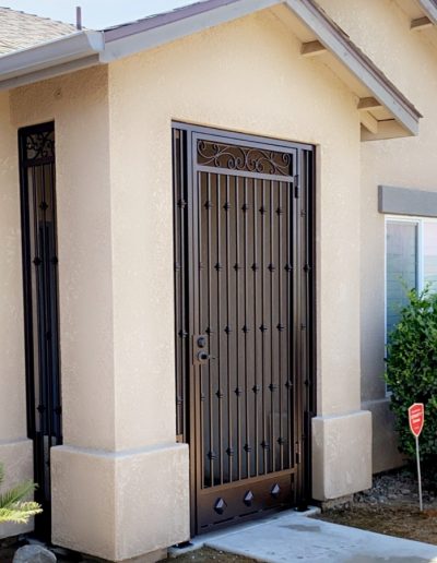 Black metal gate with detailed designs, showcasing exceptional craftsmanship