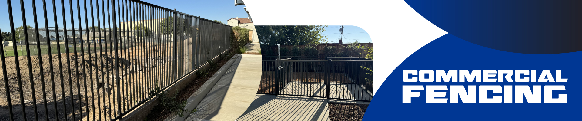 Wrought iron gate with a classic design featuring scrolled details and a pointed top